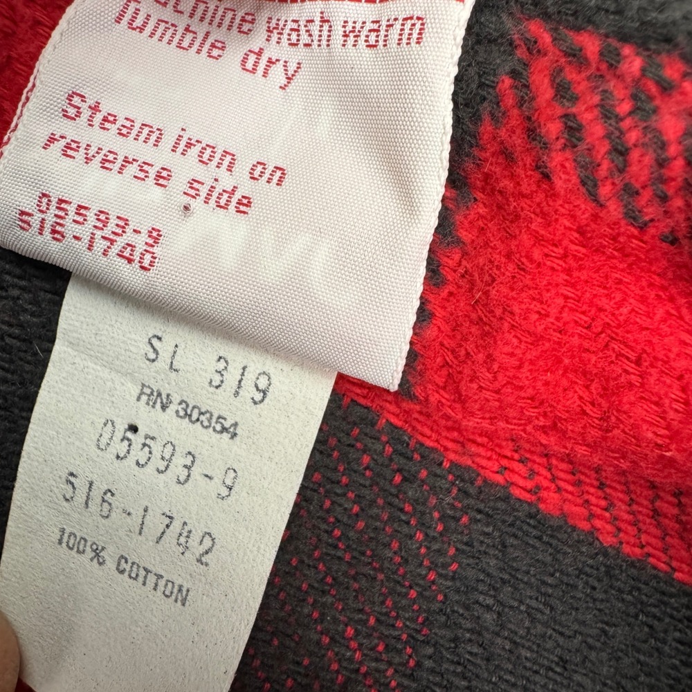 VTG 70s Big Mac Flannel Shirt Mens L Buffalo Plaid Utility Red Black JC Penney - Picture 6 of 10